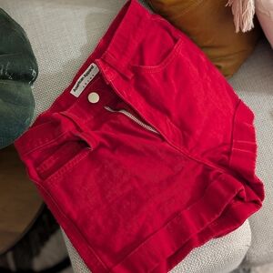 American Apparel Red High-Waisted Shorts
